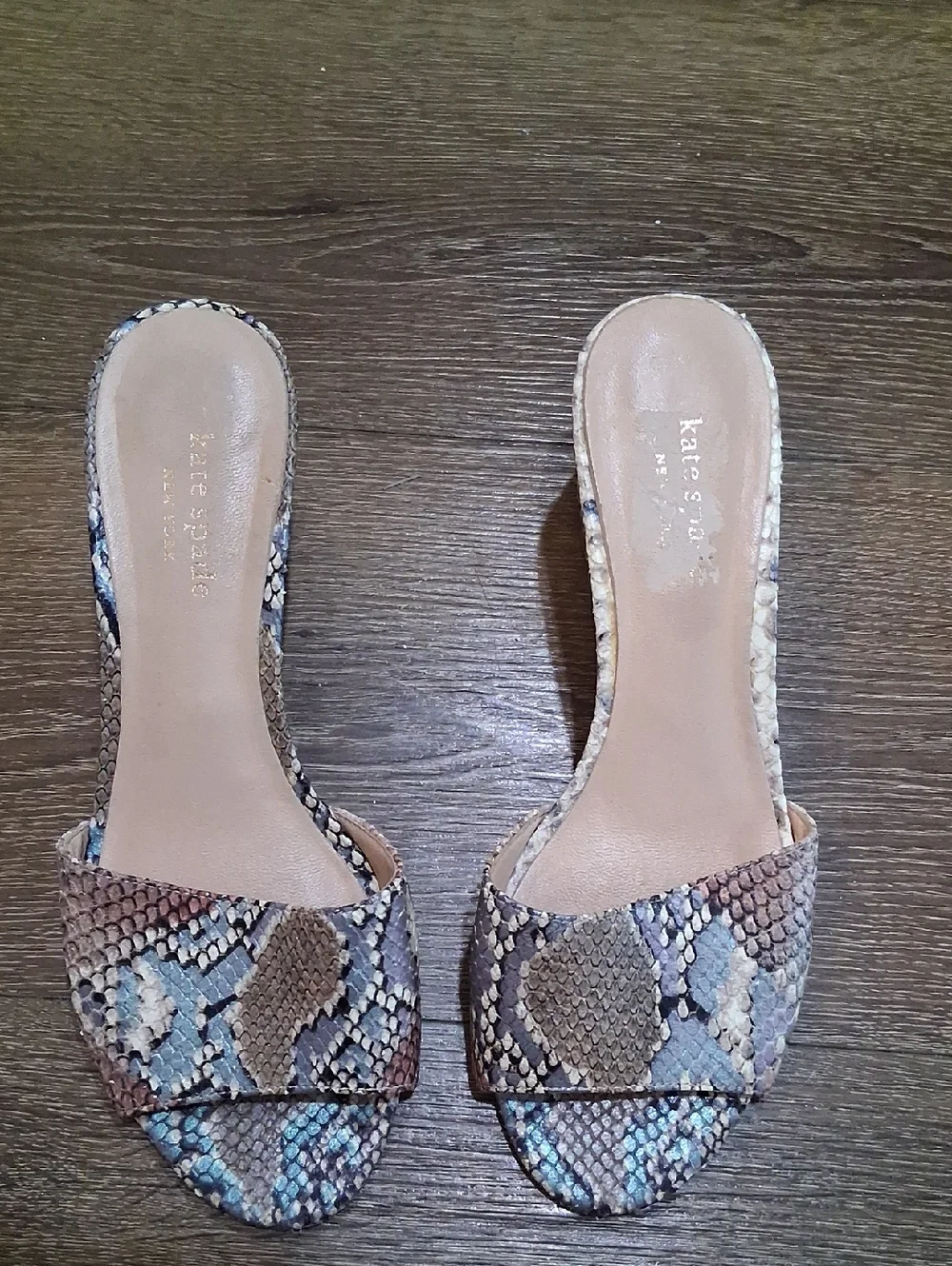 kate spade Multicolor Snakeskin-Print Slide Mules